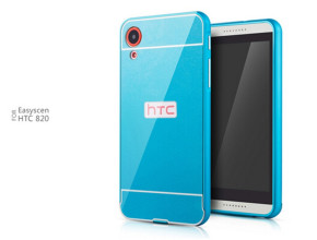 Луксозен алуминиев бъмпър с твърд гръб за HTC Desire 820G / HTC Desire 820 Dual син
